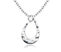 Stencil Ellipse Shaped Silver Necklace SPE-5266